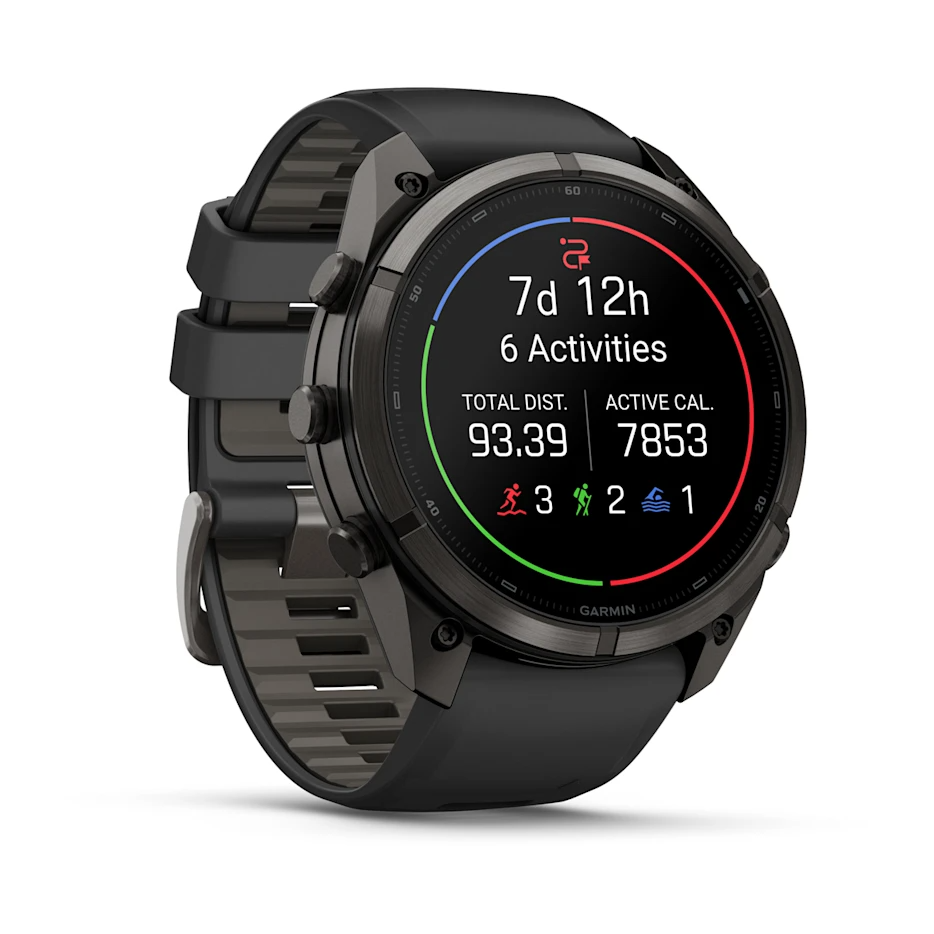Garmin Fenix 9 Pro 51mm AMOLED Carbon Gray DLC Titanium with Black/Pebble Grey Silicone Band