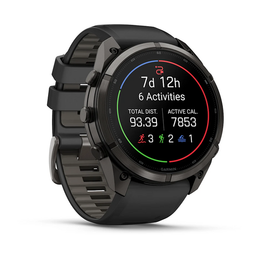 Garmin Fenix 9 Pro 51mm AMOLED Carbon Gray DLC Titanium with Black/Pebble Grey Silicone Band