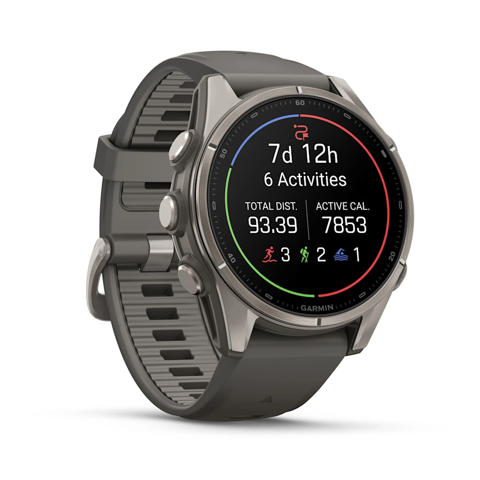 Garmin Fenix 9 43mm AMOLED Titanium with Pebble Grey Silicone Band