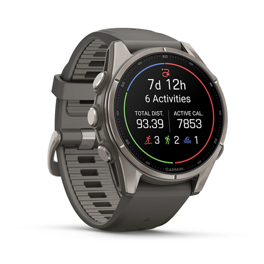 Garmin Fenix 9 43mm AMOLED Titanium with Pebble Grey Silicone Band