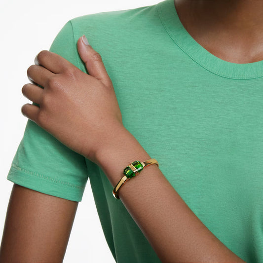 Lucent bangle, Magnetic, Green, Gold-tone finish M