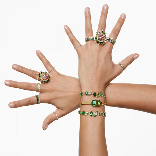 Lucent bangle, Magnetic, Green, Gold-tone finish M