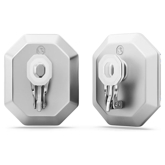 Lucent clip earrings, Octagon cut, White