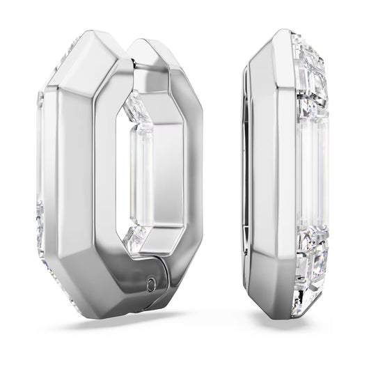 Lucent hoop earrings, Octagon shape, Small, White