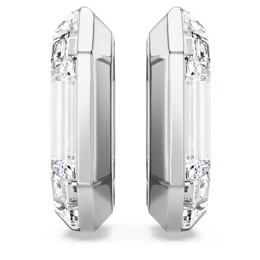Lucent hoop earrings, Octagon shape, Small, White