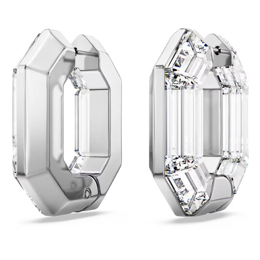 Lucent hoop earrings, Octagon shape, Small, White