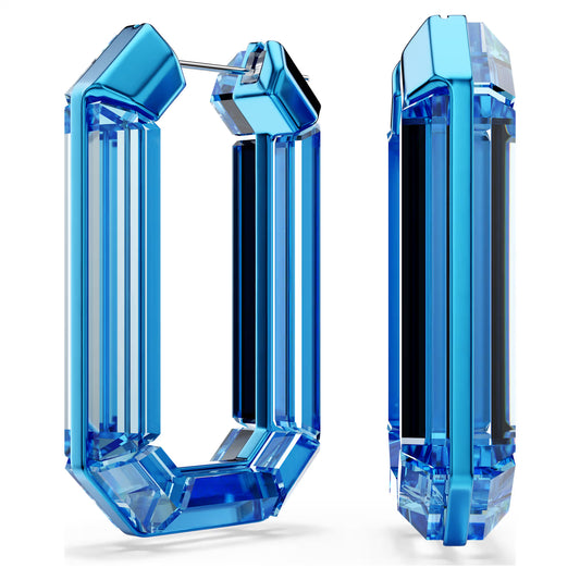 Lucent hoop earrings, Statement, Octagon shape, Blue