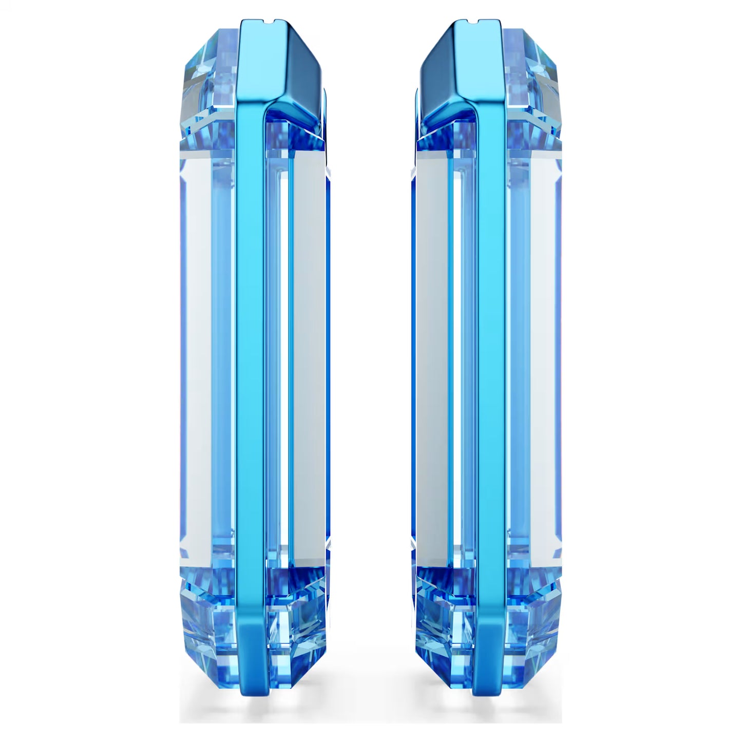 Lucent hoop earrings, Statement, Octagon shape, Blue