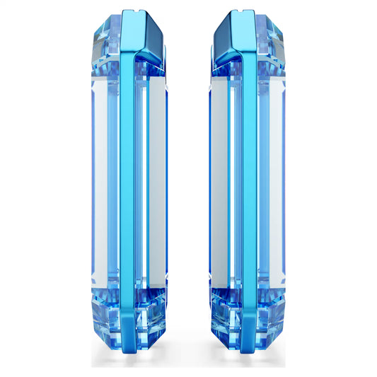 Lucent hoop earrings, Statement, Octagon shape, Blue