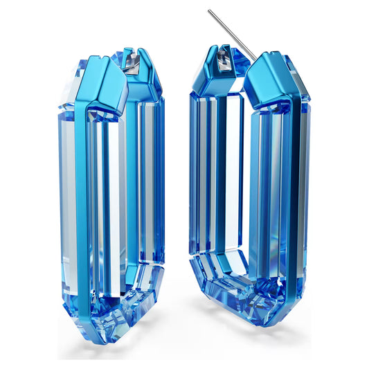 Lucent hoop earrings, Statement, Octagon shape, Blue