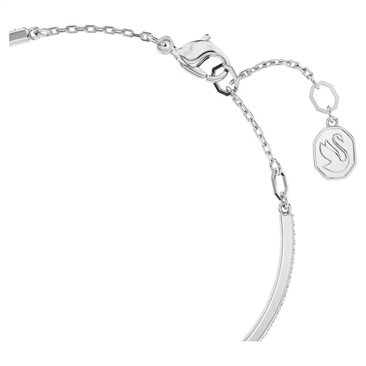 Luna bangle, Moon, White, Rhodium plated
