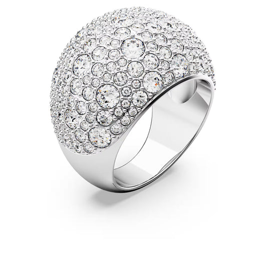 Luna cocktail ring, Moon, White, Rhodium plated