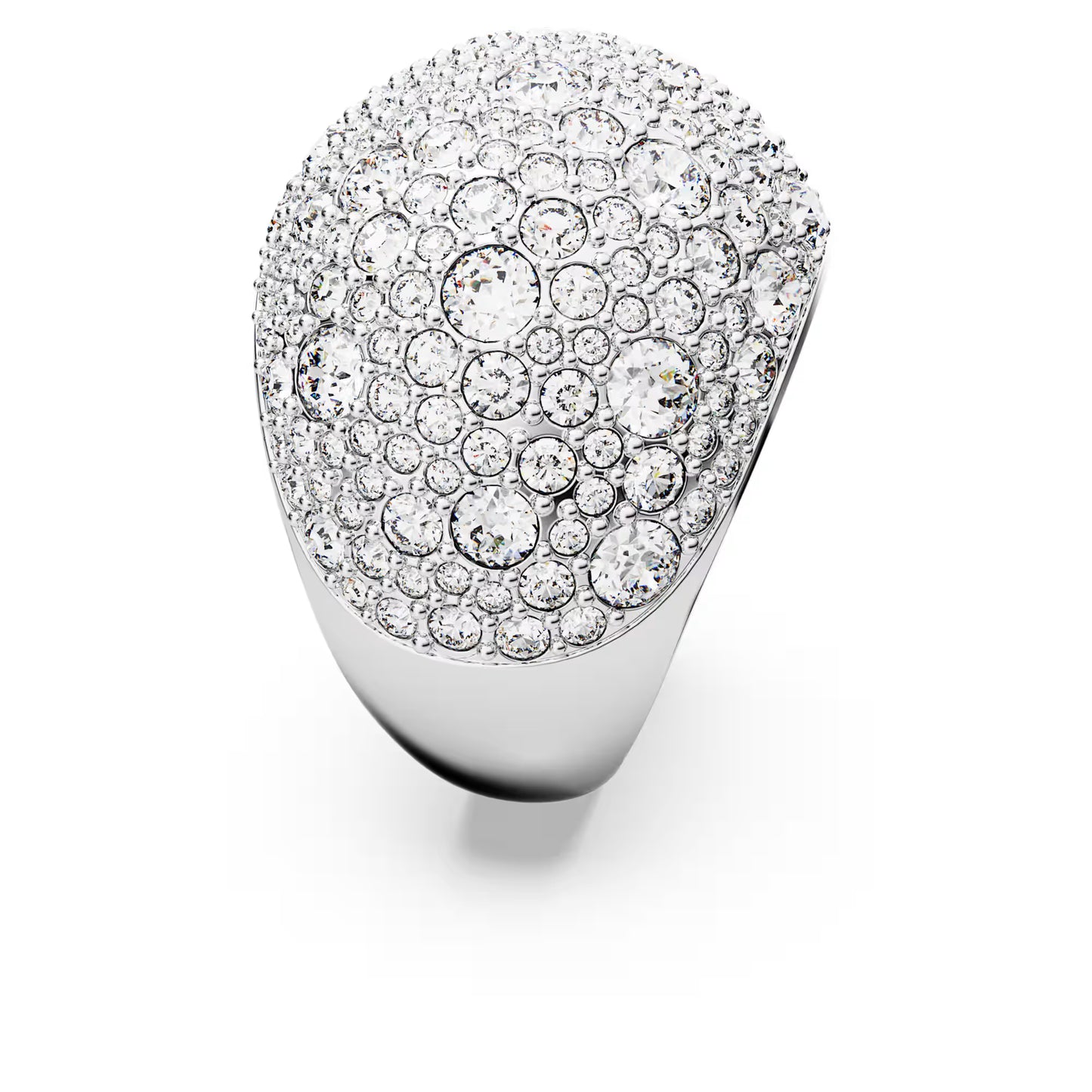Luna cocktail ring, Moon, White, Rhodium plated