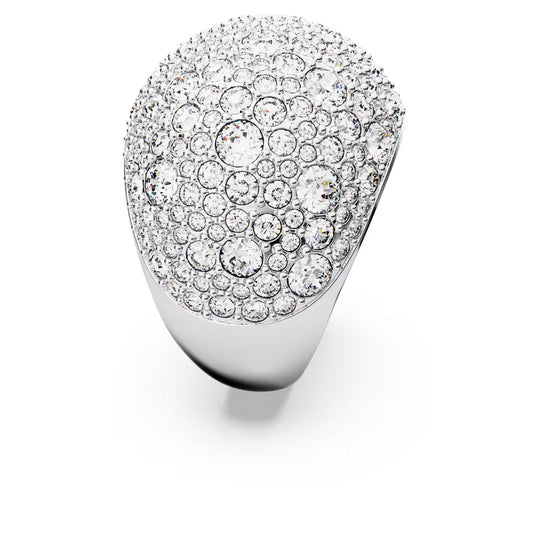 Luna cocktail ring, Moon, White, Rhodium plated