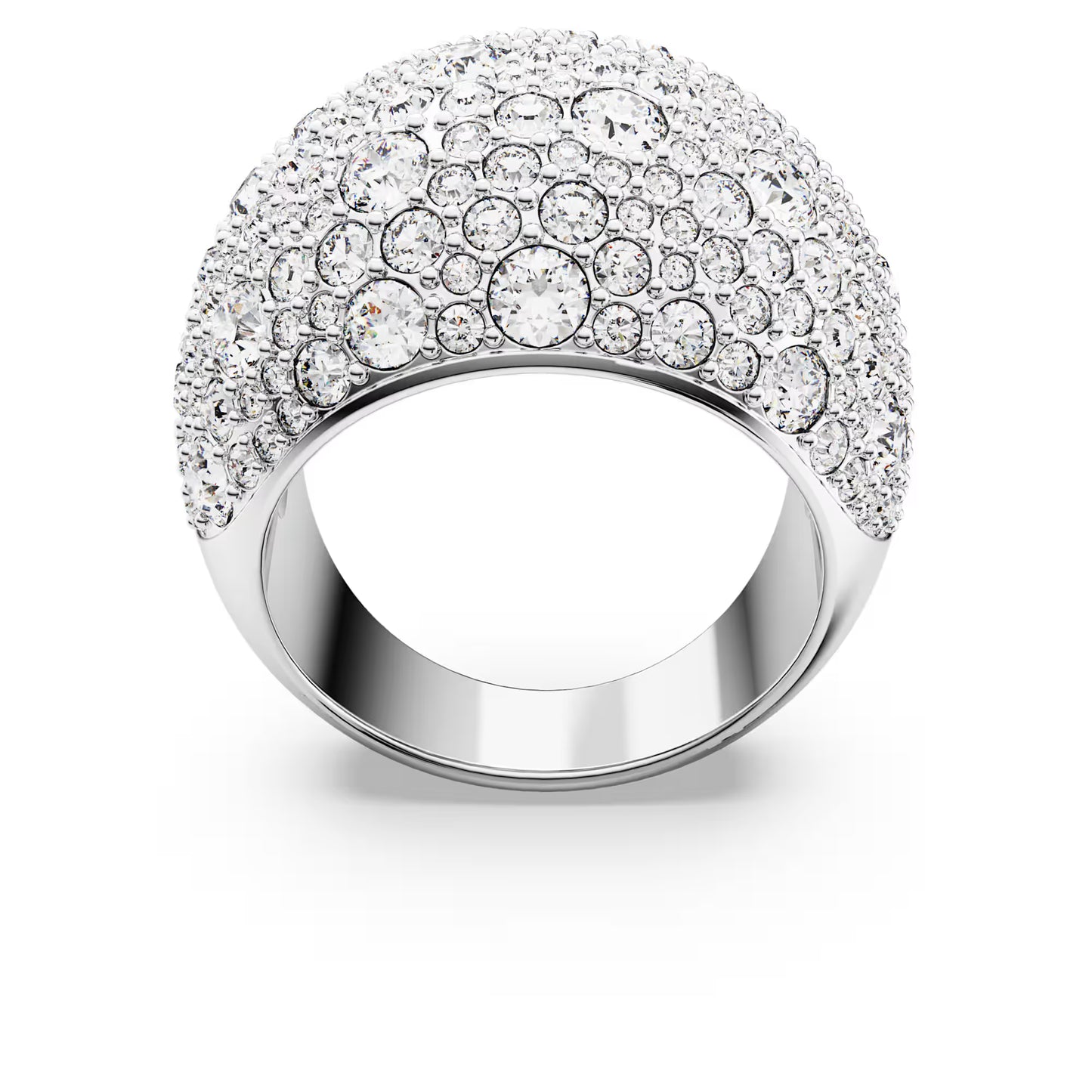 Luna cocktail ring, Moon, White, Rhodium plated