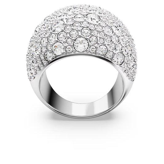 Luna cocktail ring, Moon, White, Rhodium plated