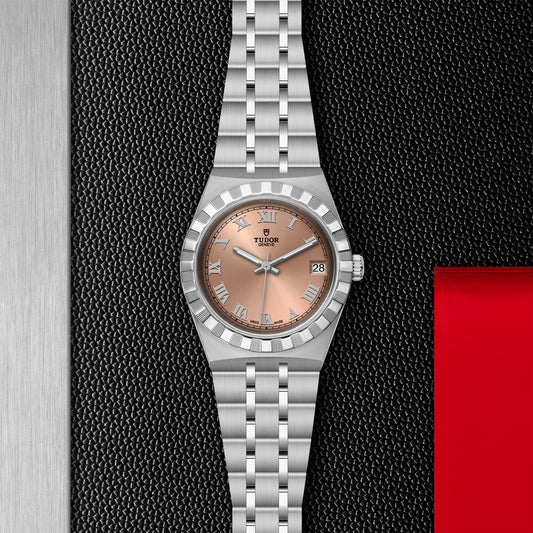 ROYAL 34mm | Steel Case Salmon Dial