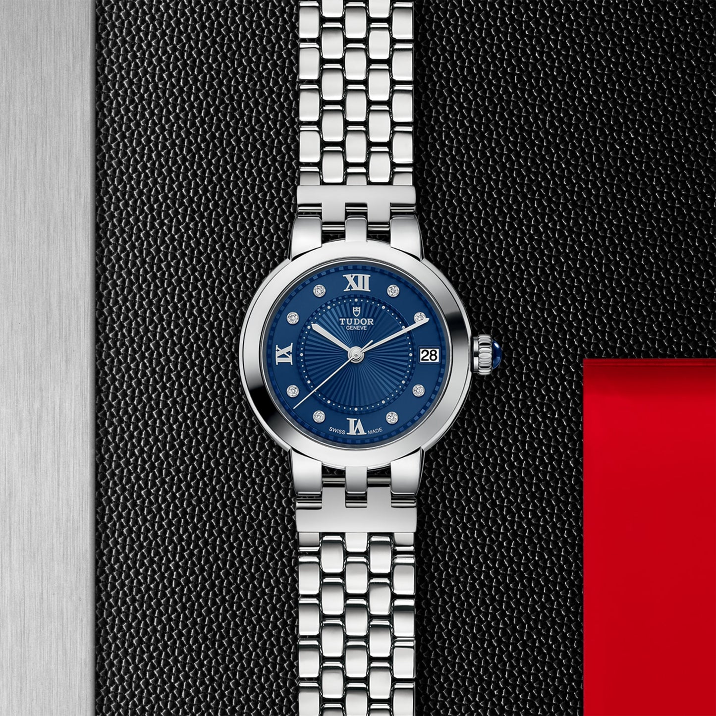 CLAIR DE ROSE 34mm | Steel Case Blue Diamond Dot Dial