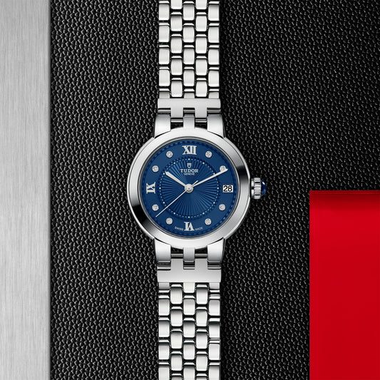 CLAIR DE ROSE 34mm | Steel Case Blue Diamond Dot Dial