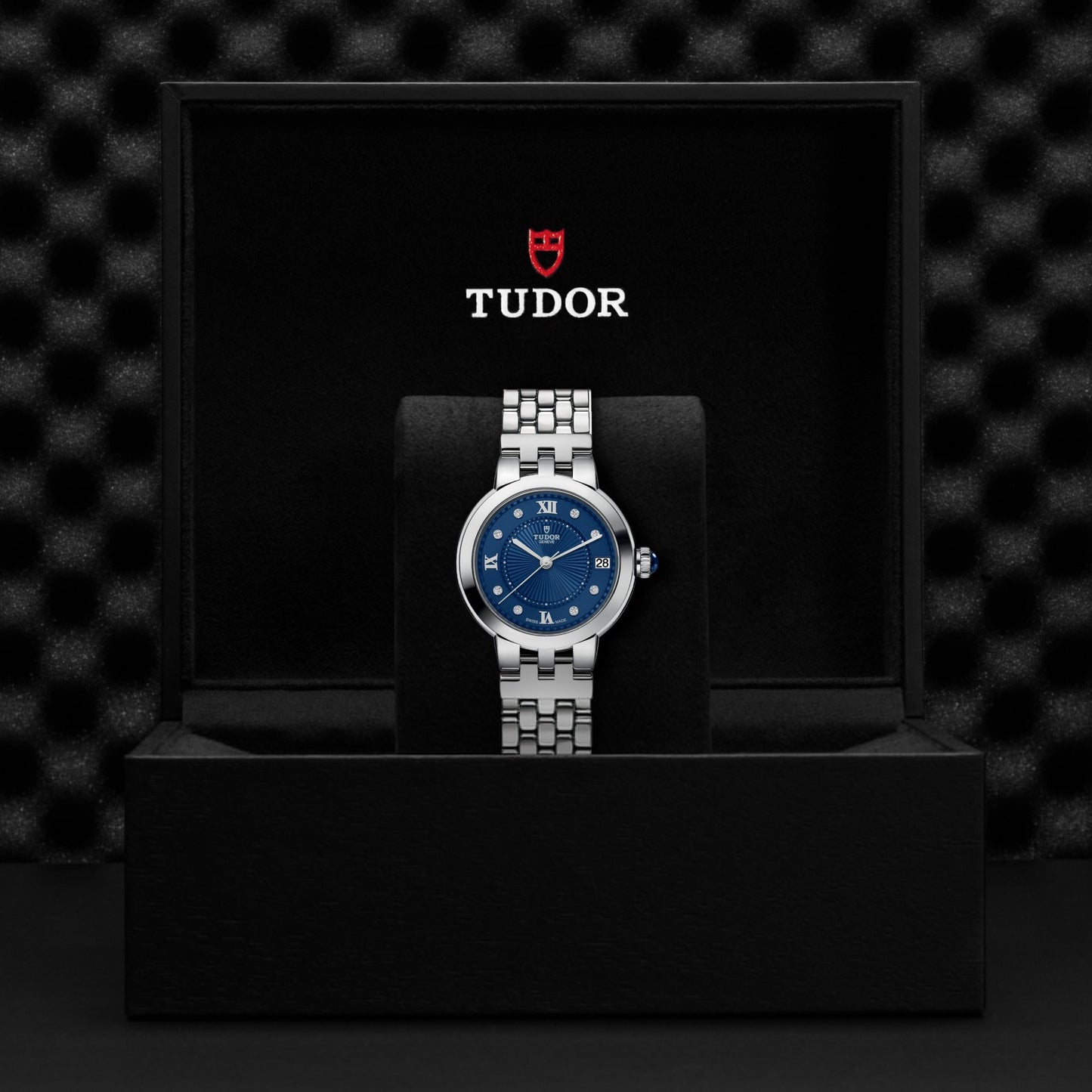 CLAIR DE ROSE 34mm | Steel Case Blue Diamond Dot Dial