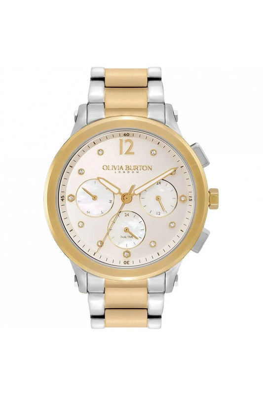 Sports Luxe 38 mm Multifunction Metallic White and 2-tone Watch
