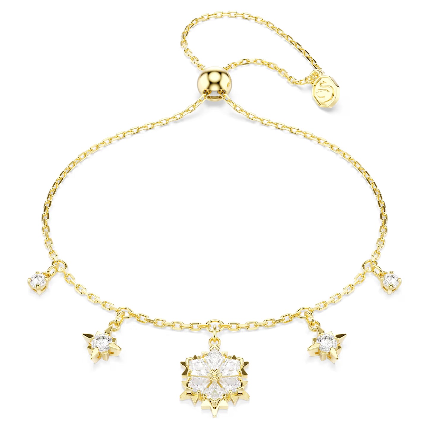 Magic Bracelet Mixed Cuts, Snowflake, White, 18K Gold Finish