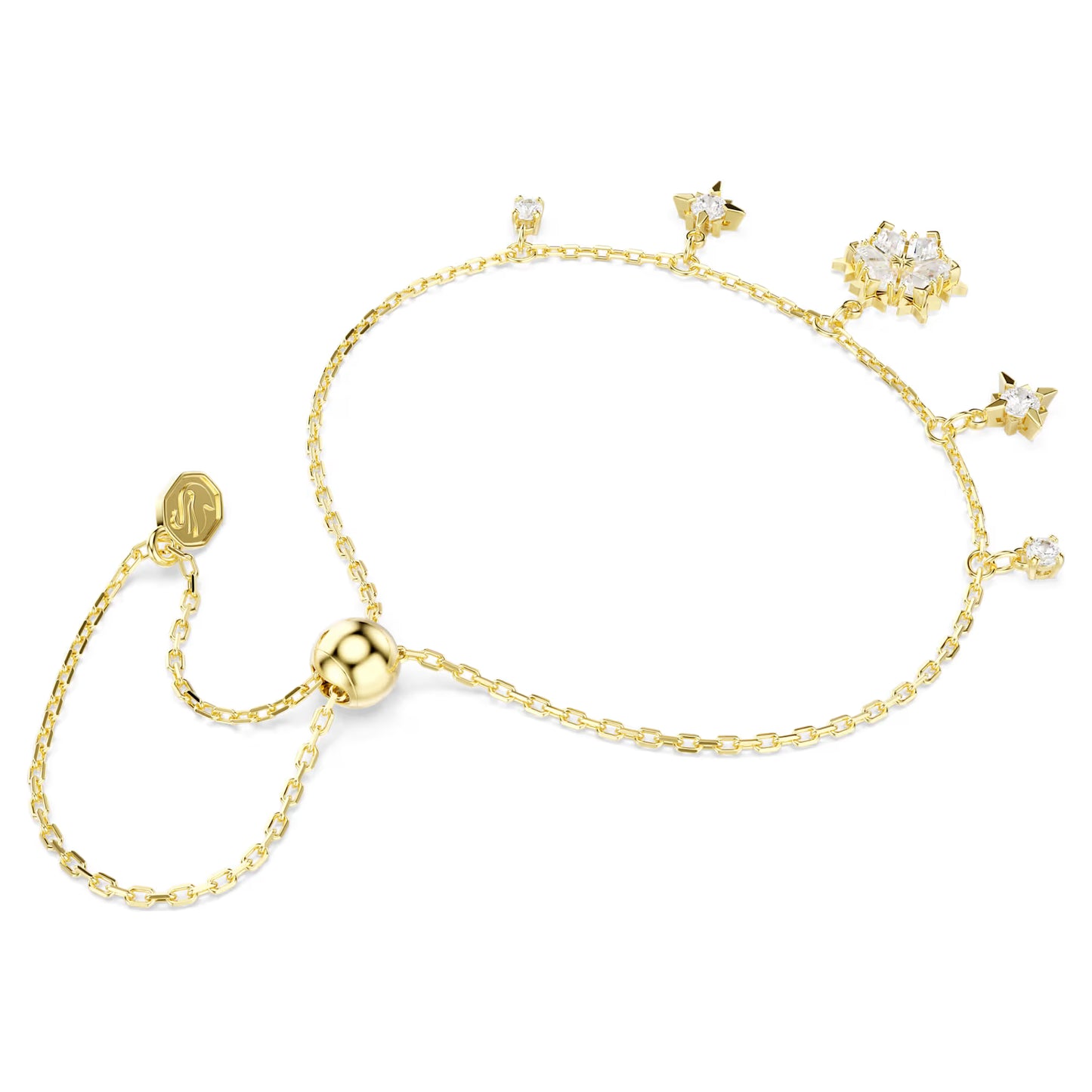 Magic Bracelet Mixed Cuts, Snowflake, White, 18K Gold Finish