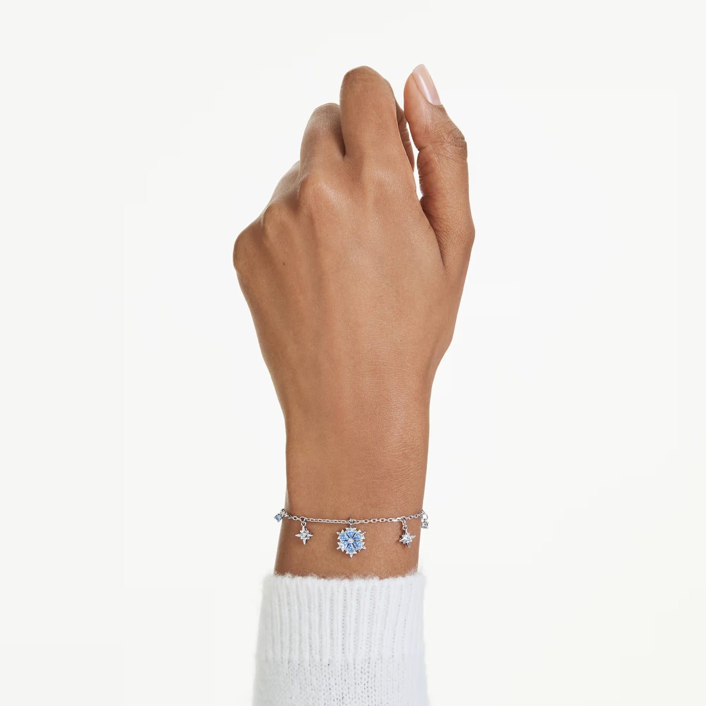 Magic bracelet, Snowflake, Blue, Rhodium plated