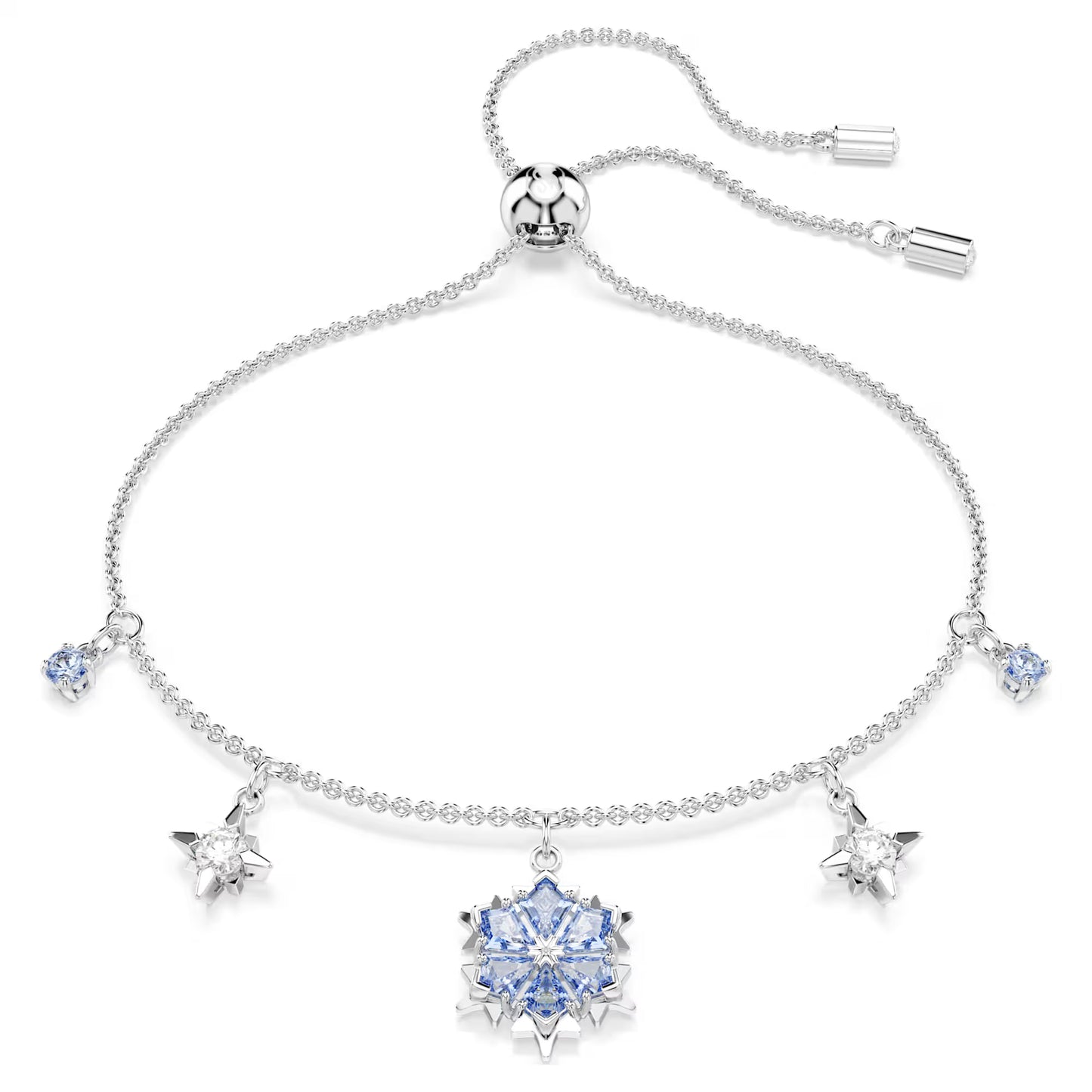 Magic bracelet, Snowflake, Blue, Rhodium plated