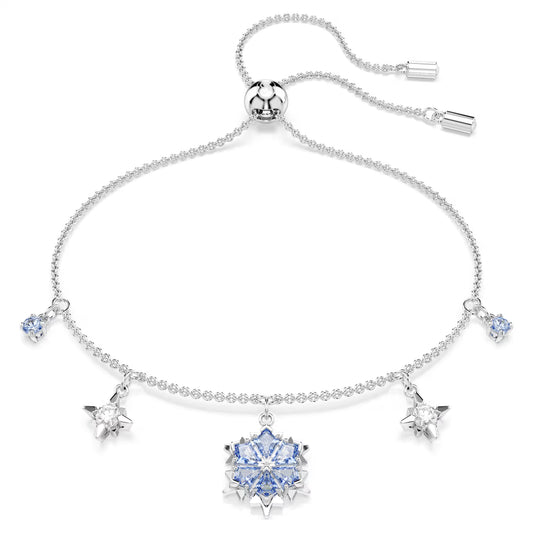 Magic bracelet, Snowflake, Blue, Rhodium plated