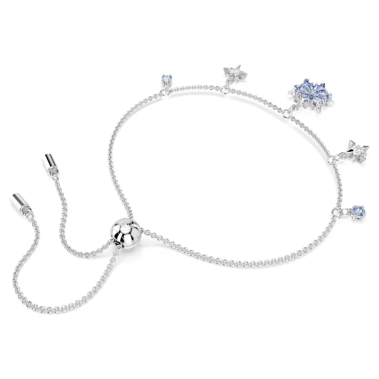 Magic bracelet, Snowflake, Blue, Rhodium plated