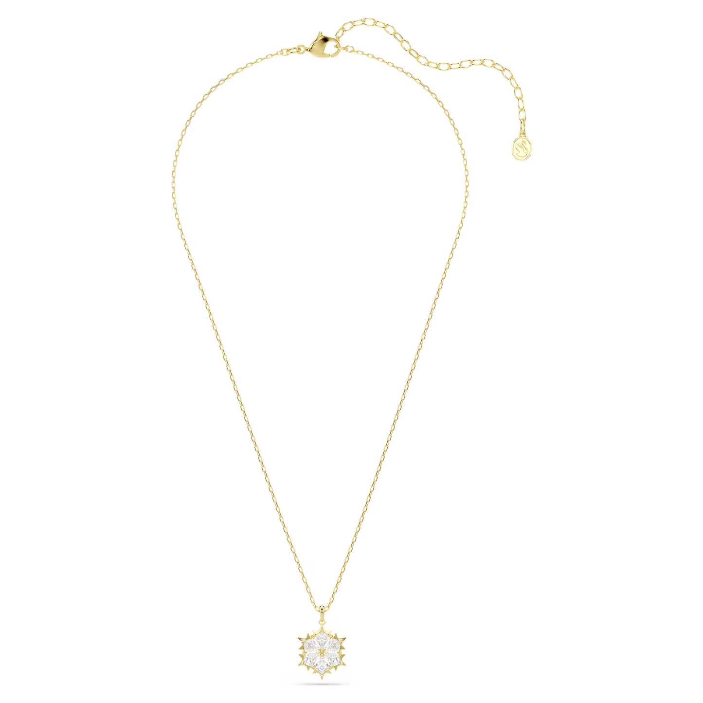 Magic pendant, Mixed cuts, Snowflake, White, 18K gold finish