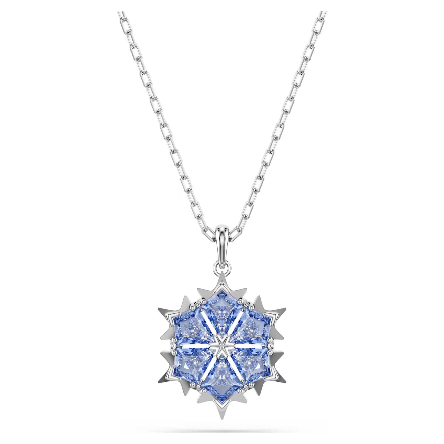 Magic pendant, Snowflake, Blue, Rhodium plated