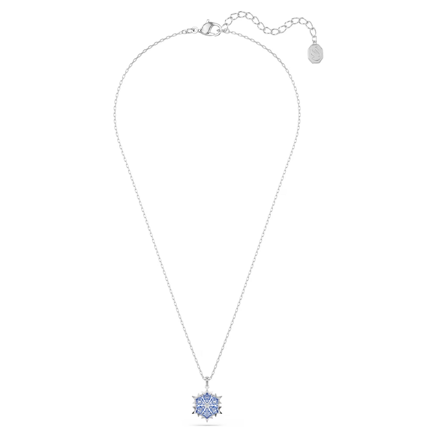 Magic pendant, Snowflake, Blue, Rhodium plated