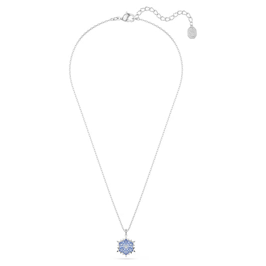 Magic pendant, Snowflake, Blue, Rhodium plated