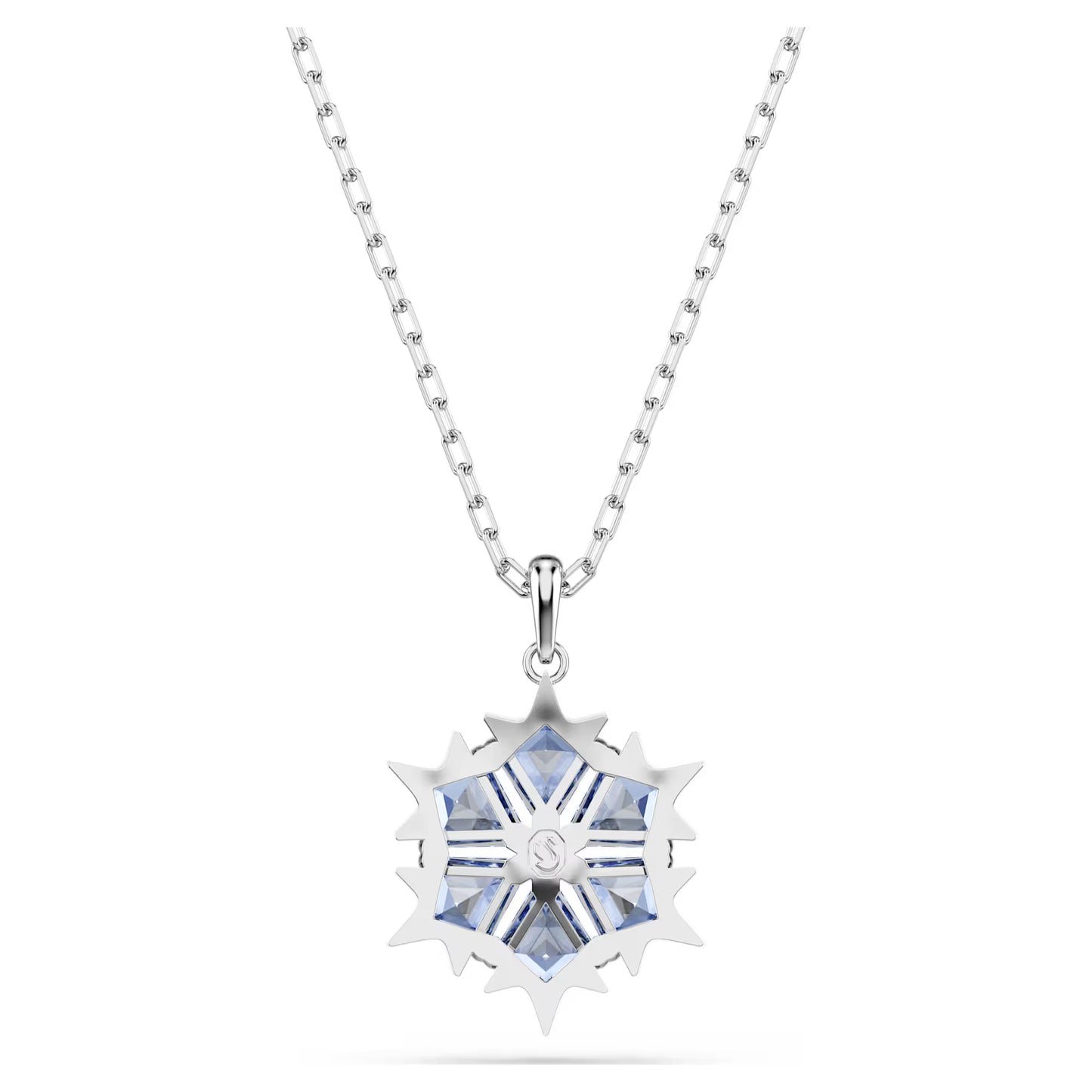 Magic pendant, Snowflake, Blue, Rhodium plated
