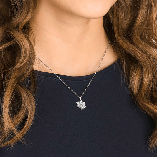 Magic pendant - Snowflake, White, Rhodium plated