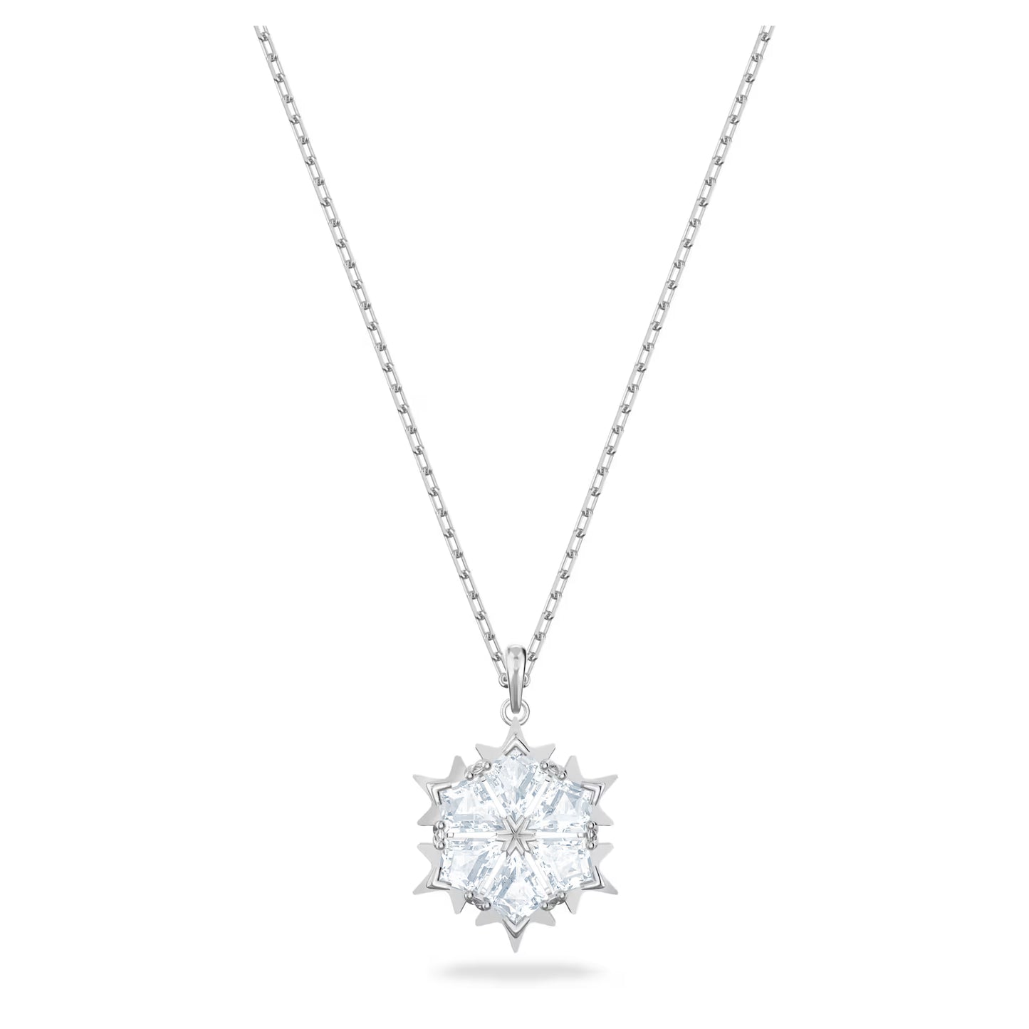 Magic pendant - Snowflake, White, Rhodium plated