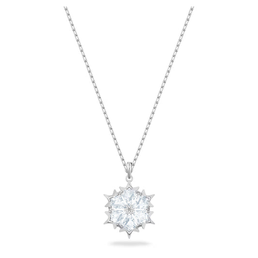 Magic pendant - Snowflake, White, Rhodium plated