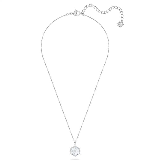 Magic pendant - Snowflake, White, Rhodium plated