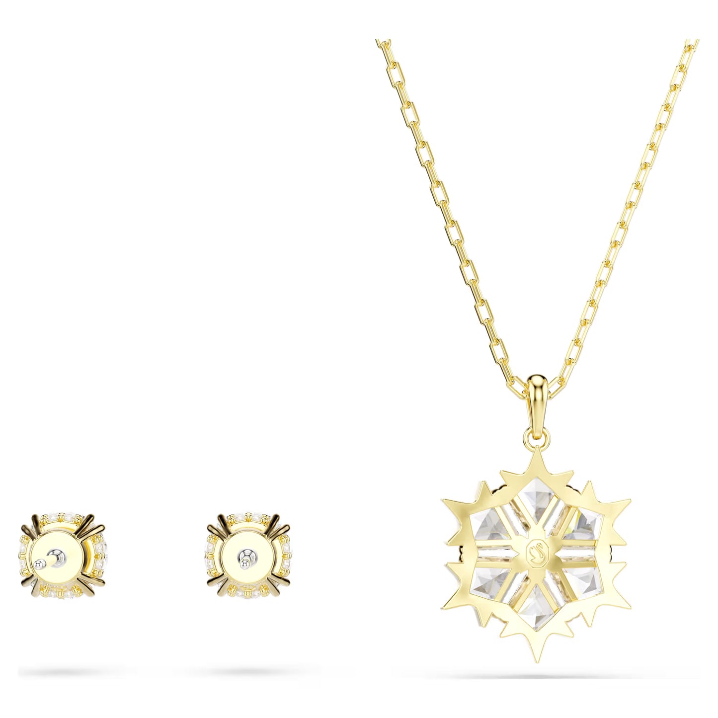 Magic set Set (2), Mixed cuts, Snowflake, White, 18K gold finish