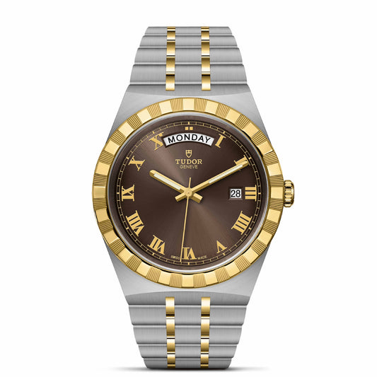 ROYAL 41mm | Steel Case Gold Bezel Chocolate Dial