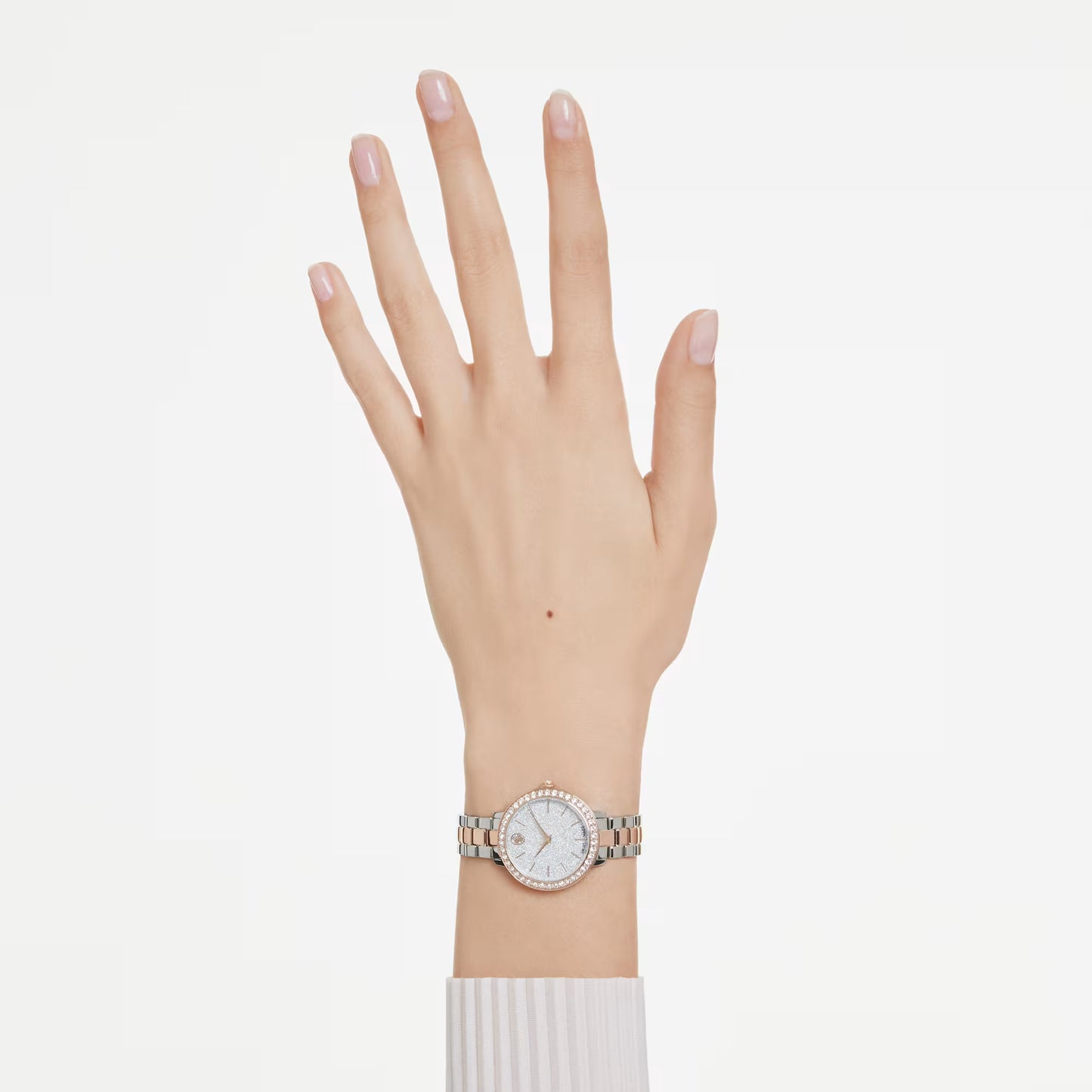 Matrix 3-link watch, Swiss Made, Metal bracelet, Silver Tone, Rose gold-tone finish