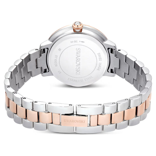 Matrix 3-link watch, Swiss Made, Metal bracelet, Silver Tone, Rose gold-tone finish