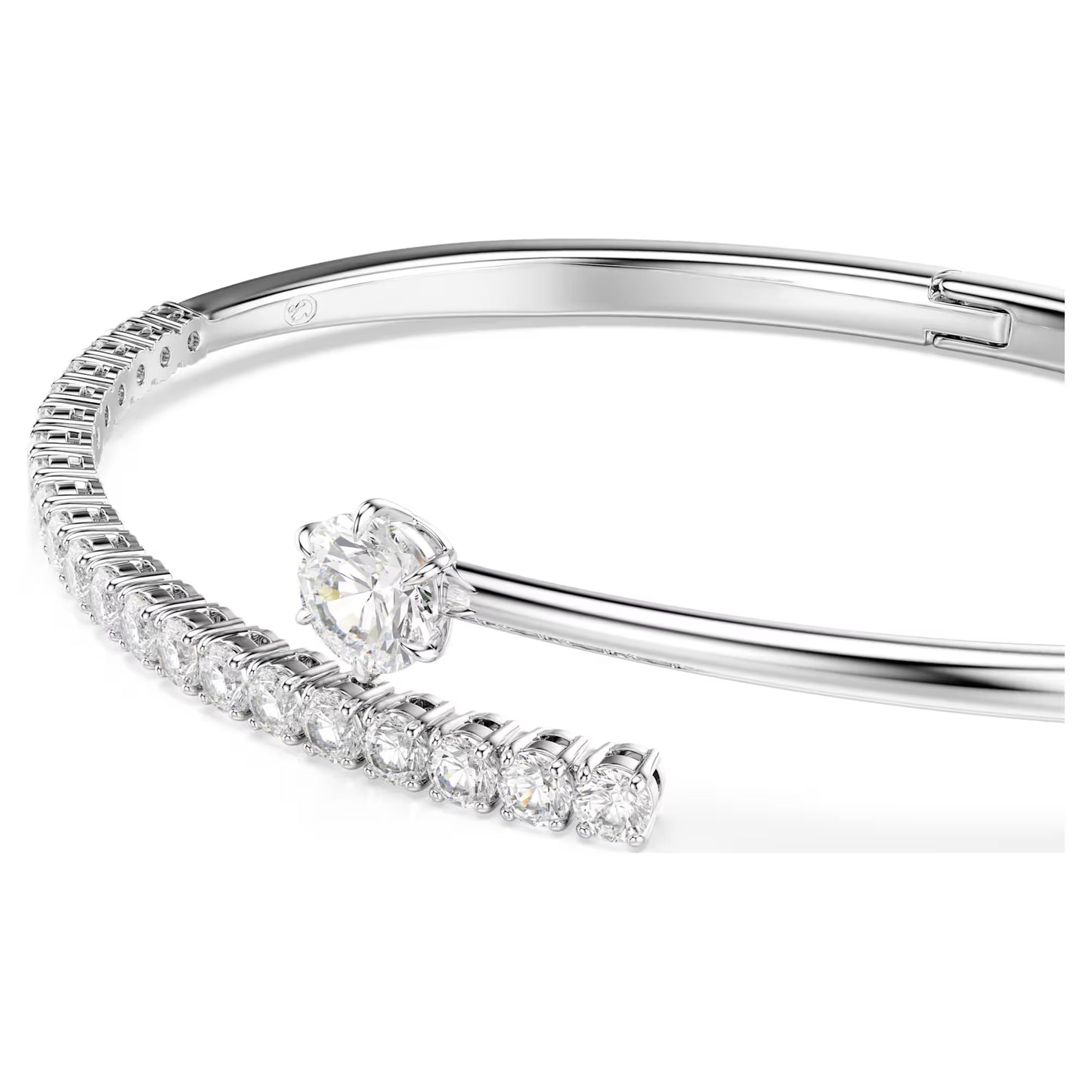 Matrix bangle Round cut, White, Rhodium plated - Size Large