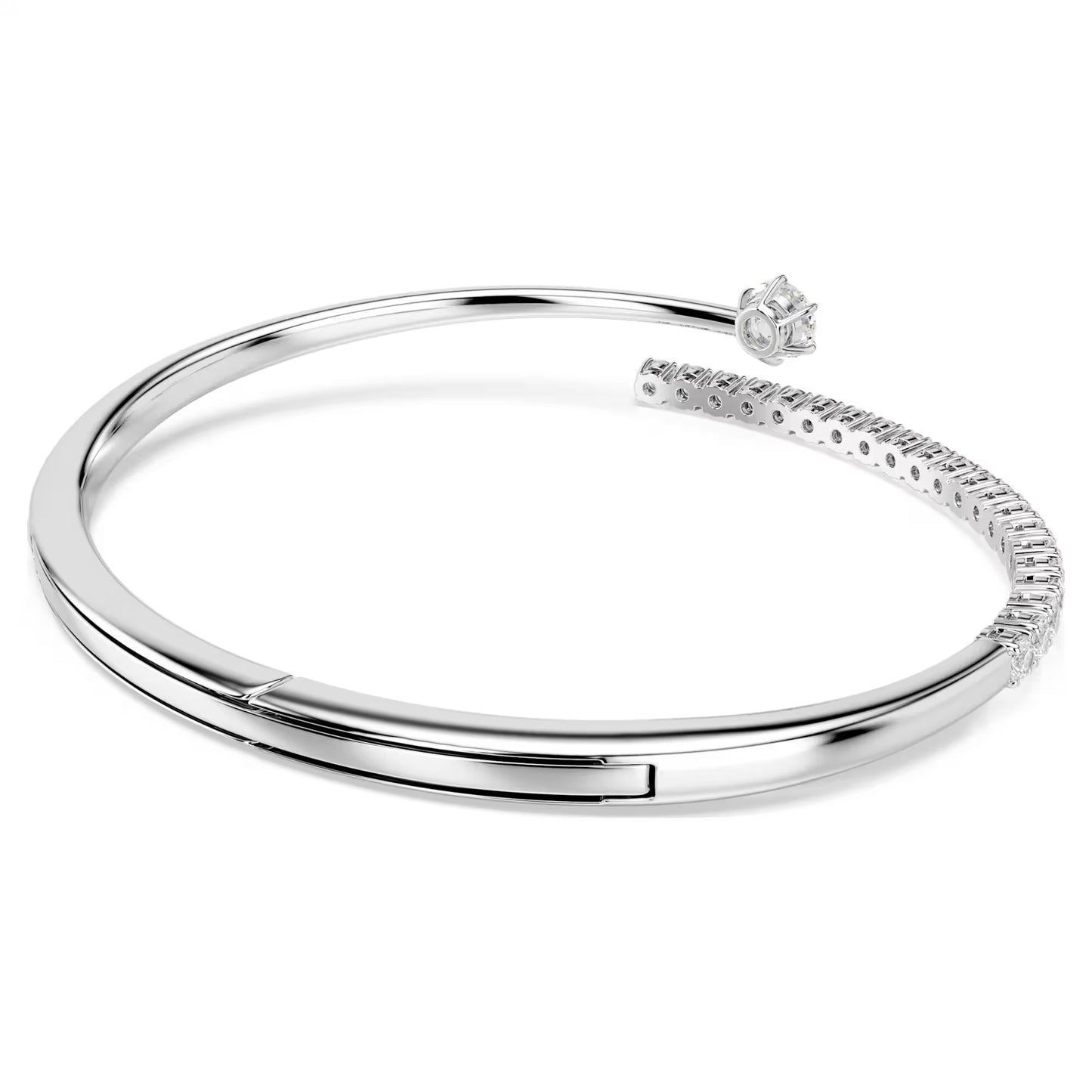 Matrix bangle Round cut, White, Rhodium plated - Size Large