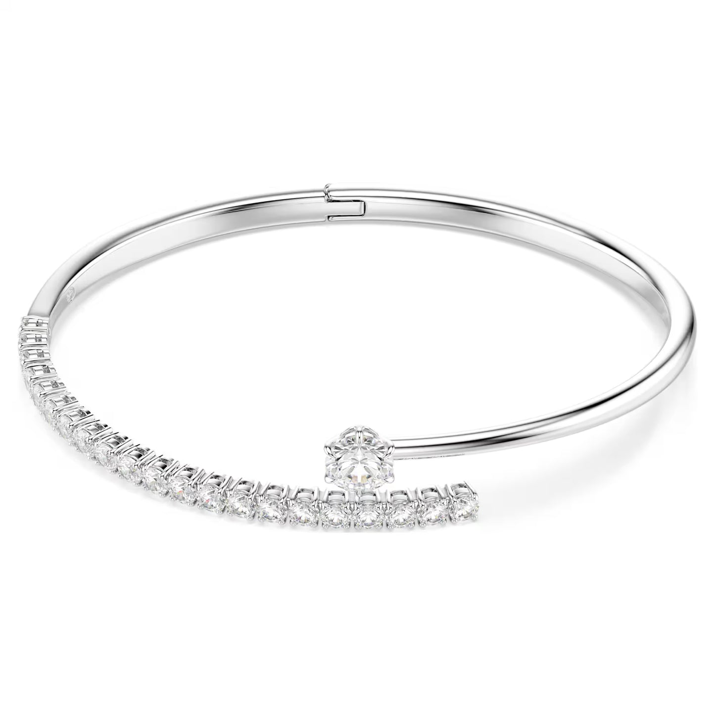 Matrix bangle Round cut, White, Rhodium plated - Size Large