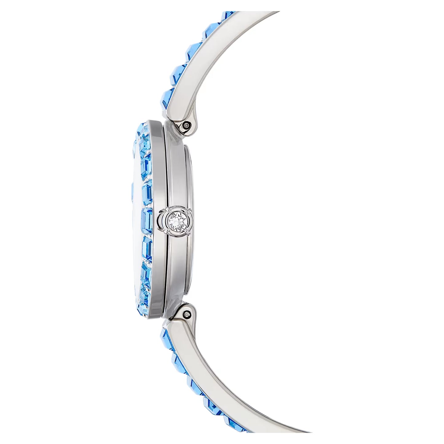 Matrix bangle watch, Swiss Made, Crystal bracelet, Blue, Stainless steel