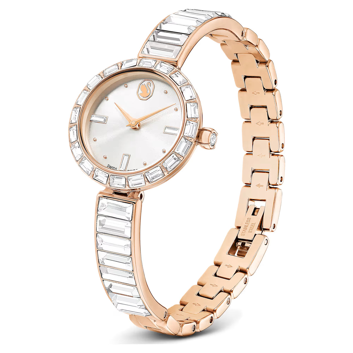 Matrix Bangle watch, Swiss, Crystal bracelet, Rose