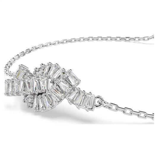 Matrix bracelet, Baguette cut, Knot, White, Rhodium plated